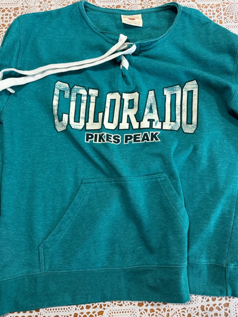 RetroVision Teal Hoodie Pikes Peak Colorado